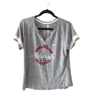 Majestic Washington Nationals V Neck T-Shirt NWOT